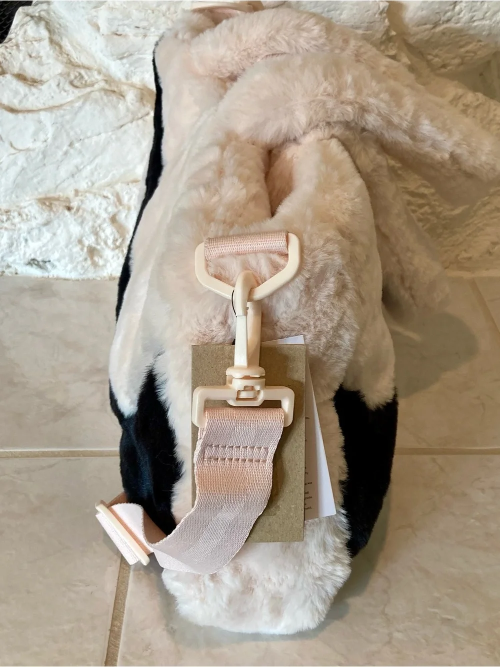 NWT Nike Sportswear Faux Fur Tote (10L capacity) in the 'Guava Ice/Black